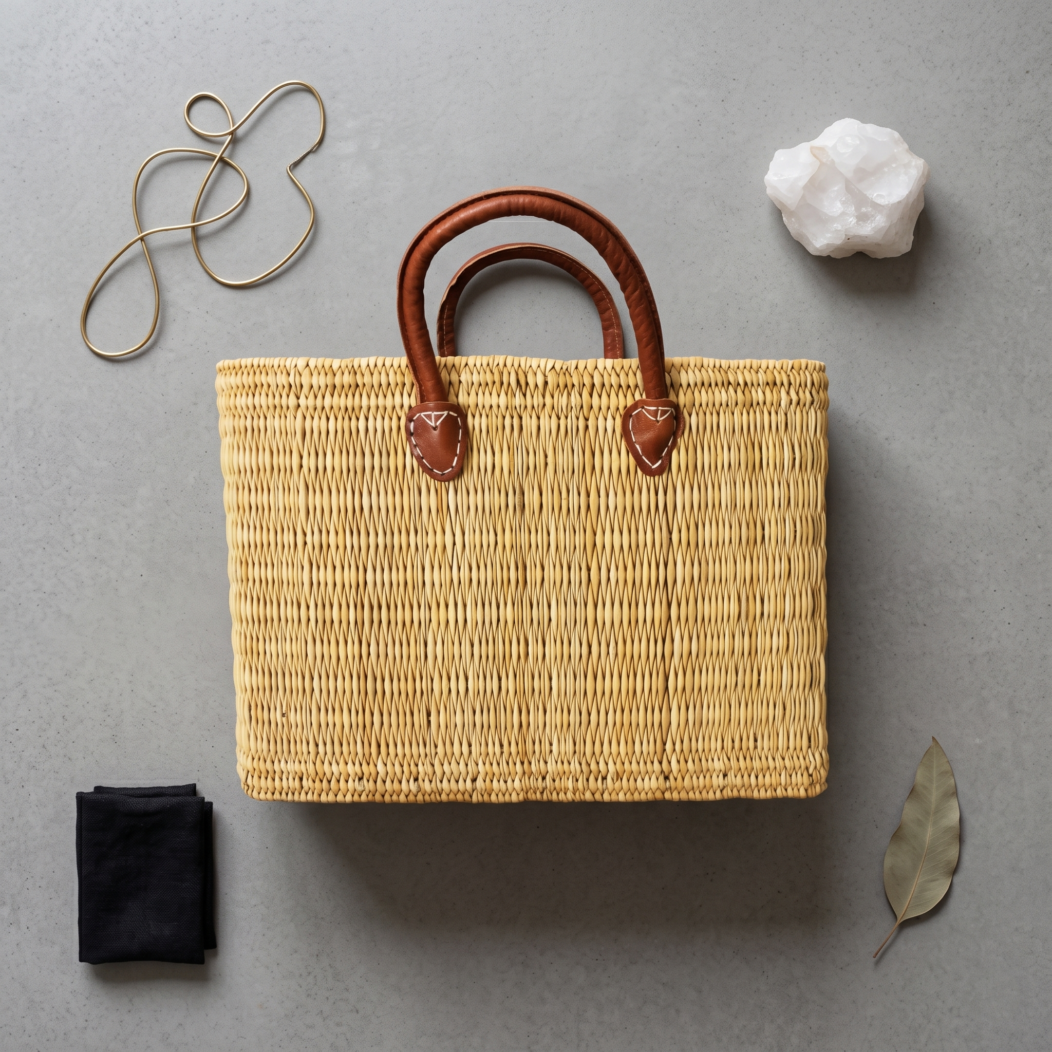 Artisan Evil Eye Woven Basket Tote
