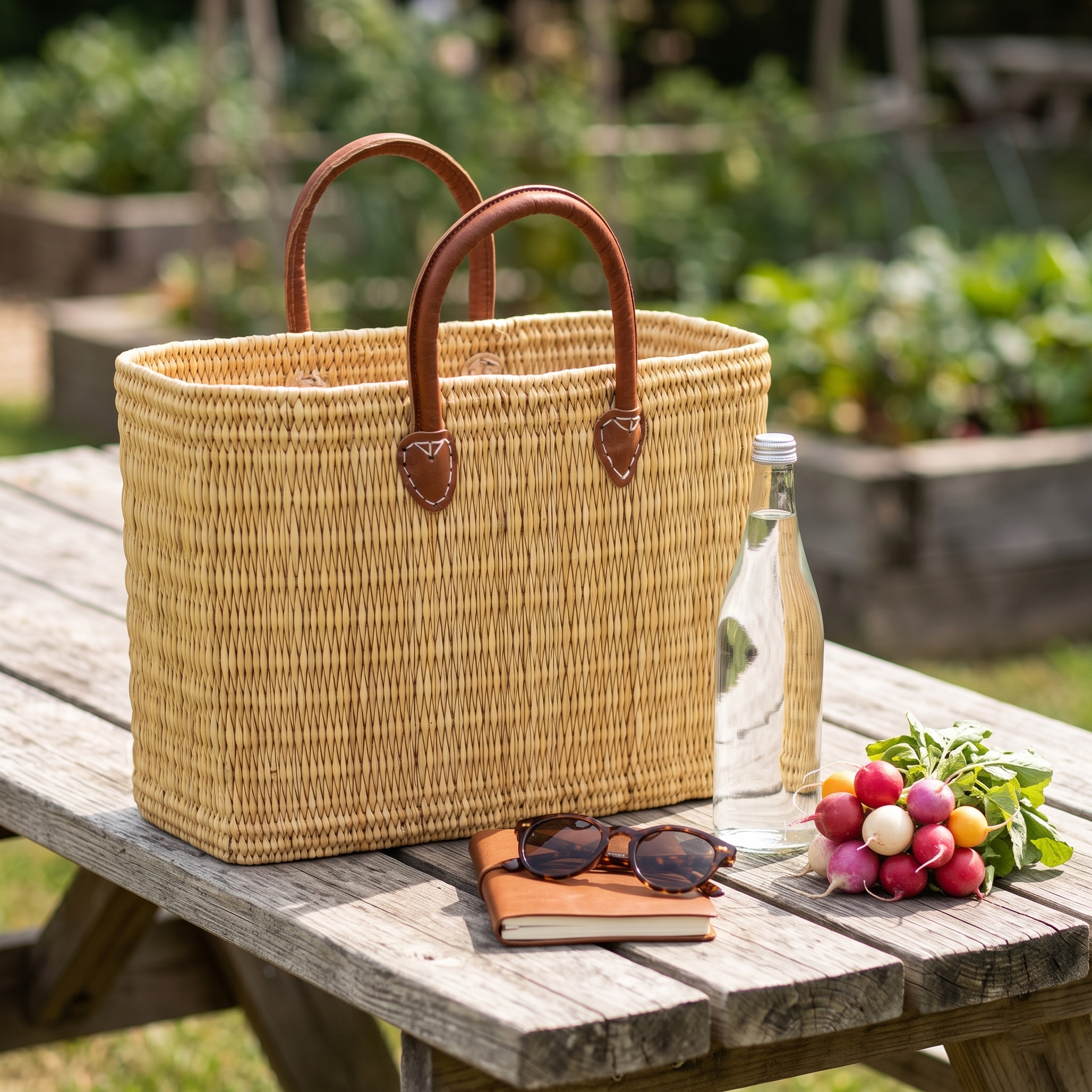 Artisan Evil Eye Woven Basket Tote