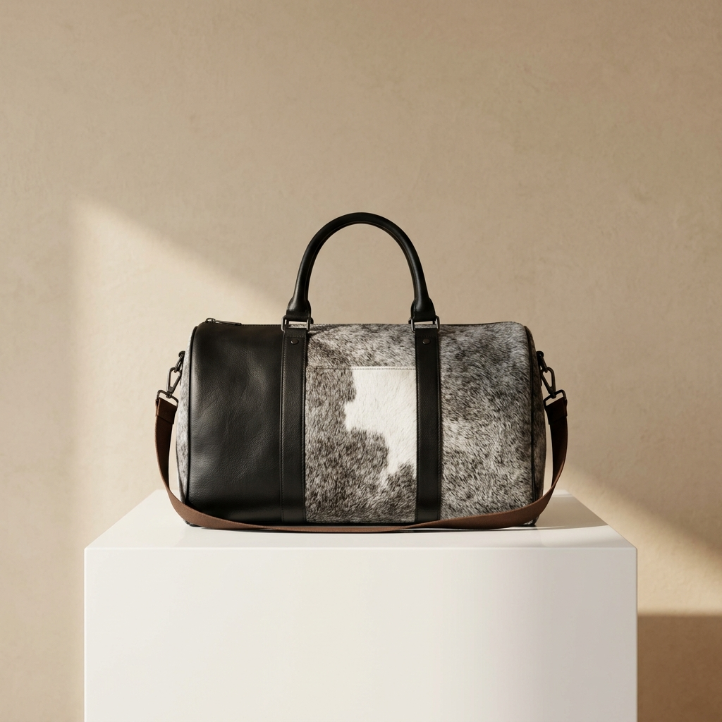 Handmade Artisan Cowhide & Leather Weekender Duffle