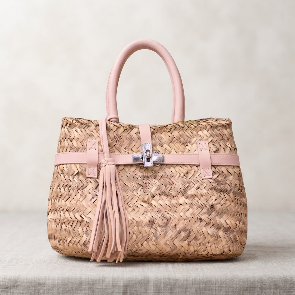 Handmade Moroccan Straw Bag _ Natural Straw Tote for Summer