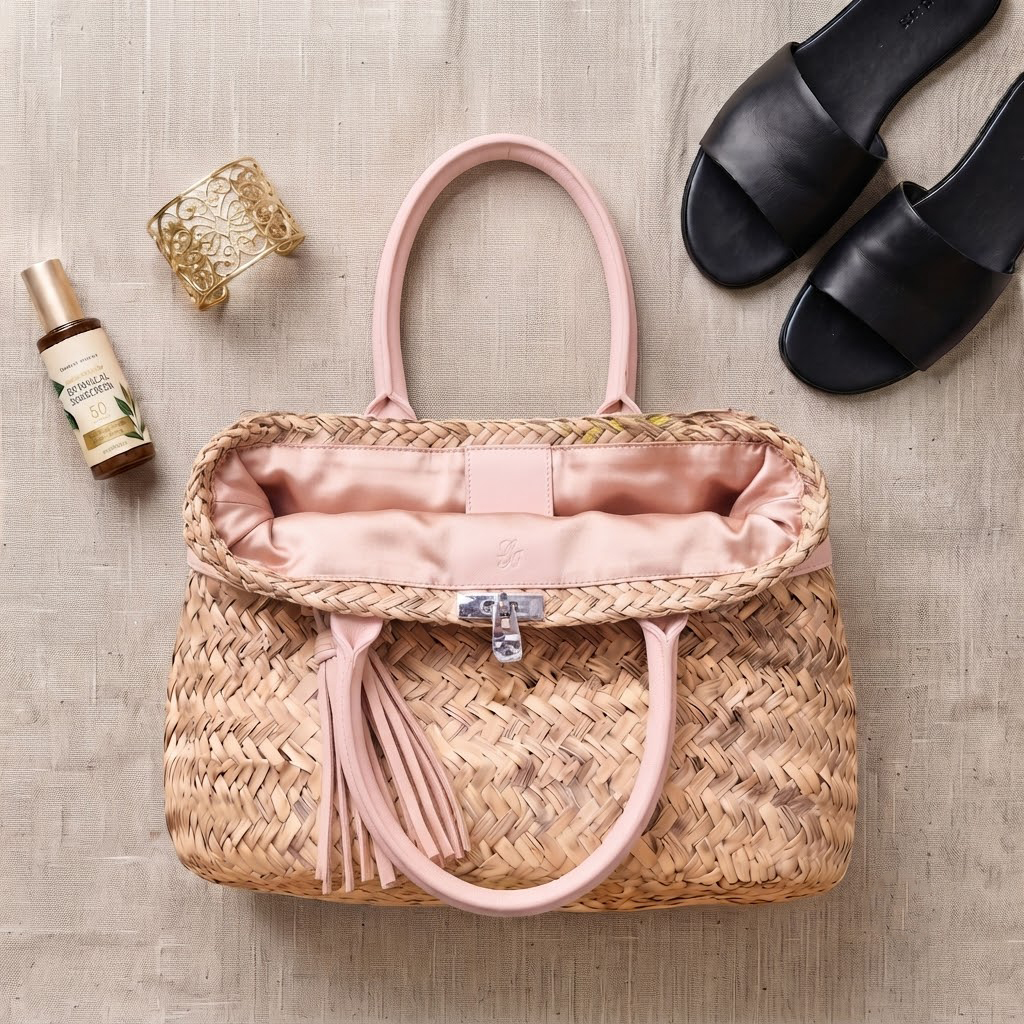 Handmade Moroccan Straw Bag _ Natural Straw Tote for Summer