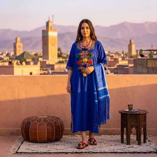 Luxury Handmade Moroccan Embroidered Textile & Slipper Set