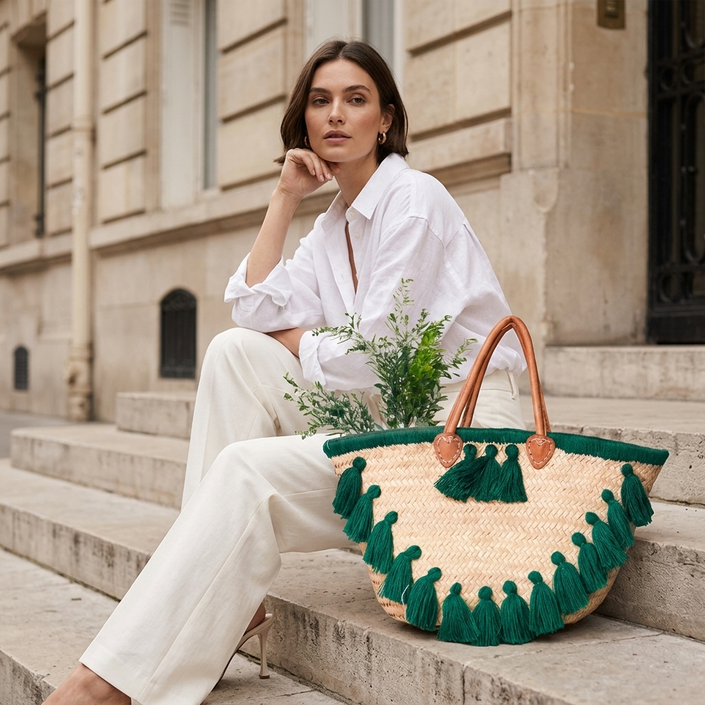 Luxury Tassel Straw Market Tote